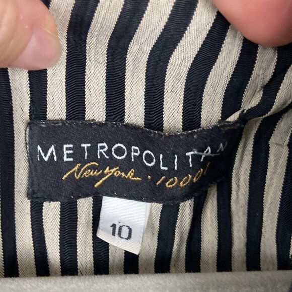 Vintage Metropolitan Black and Gray Striped Sheath Dress - Picture 2 of 7